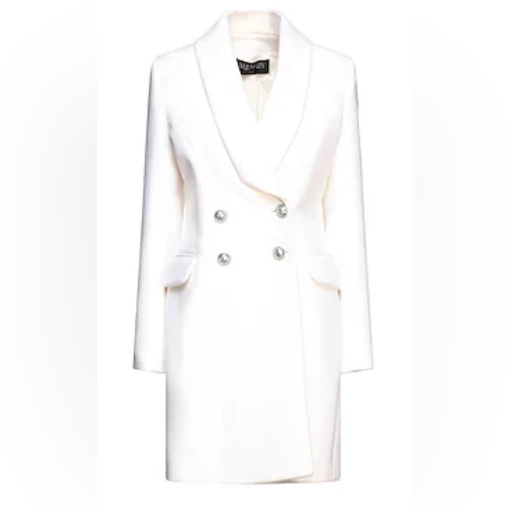 BALMAIN White Double-Breasted Wool Coat, size FR38 (US8) - Picture 10 of 12